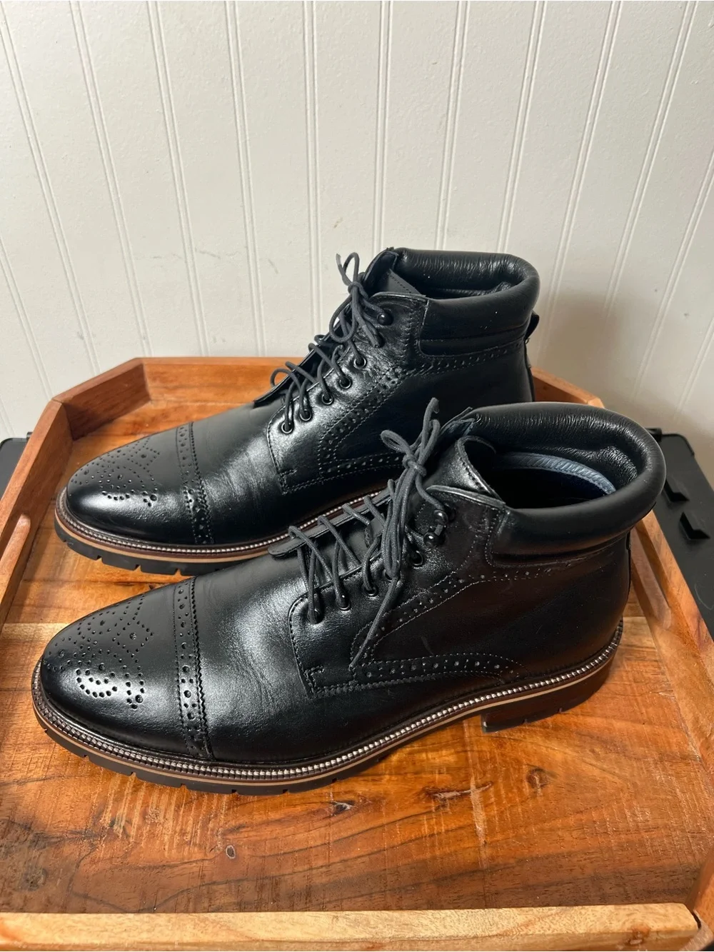 Johnston & Murphy Redding Cap Toe Boots Black size 10.5 M